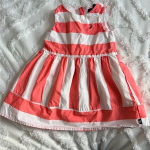 Striped Coral and White Kids Dress